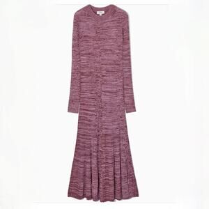 NWOT COS Melange Ribbed Midi Dress - Pink Red Purple - Knit - Size S